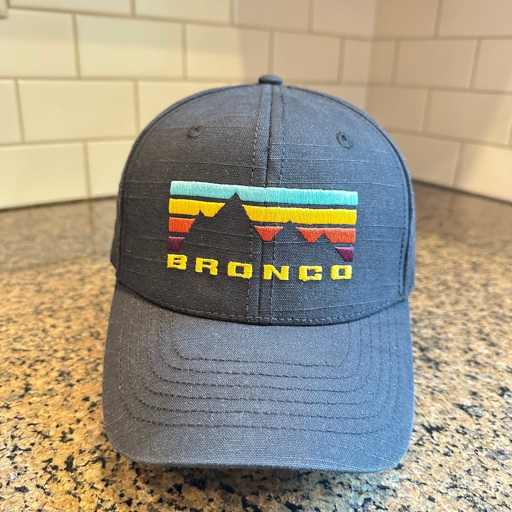 Ford Bronco Hat One Size Adjustable Gray Retro Ripstop